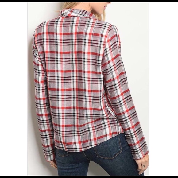 MUST GO! LAST ONE! Sz SMALL! Red & White Plaid Top - Picture 2 of 2
